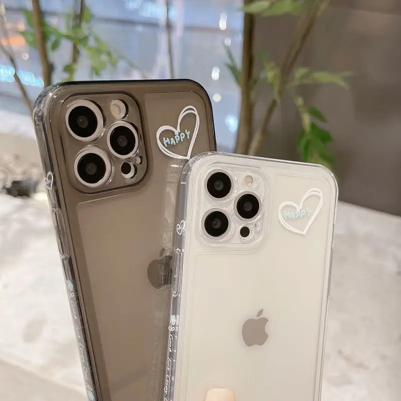 Heart Print Transparent Phone Case - iPhone 12 Pro Max / 12 Pro / 12 / 12 mini / 11 Pro Max / 11 Pro / 11 / SE / XS Max / XS / XR / X / SE 2 / 8 / 8 Plus / 7 / 7 Plus-24