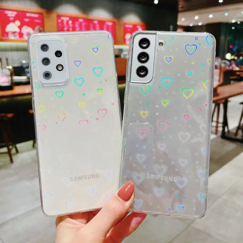 Holographic Heart Phone Case - Samsung W179 - Mobile Cases &