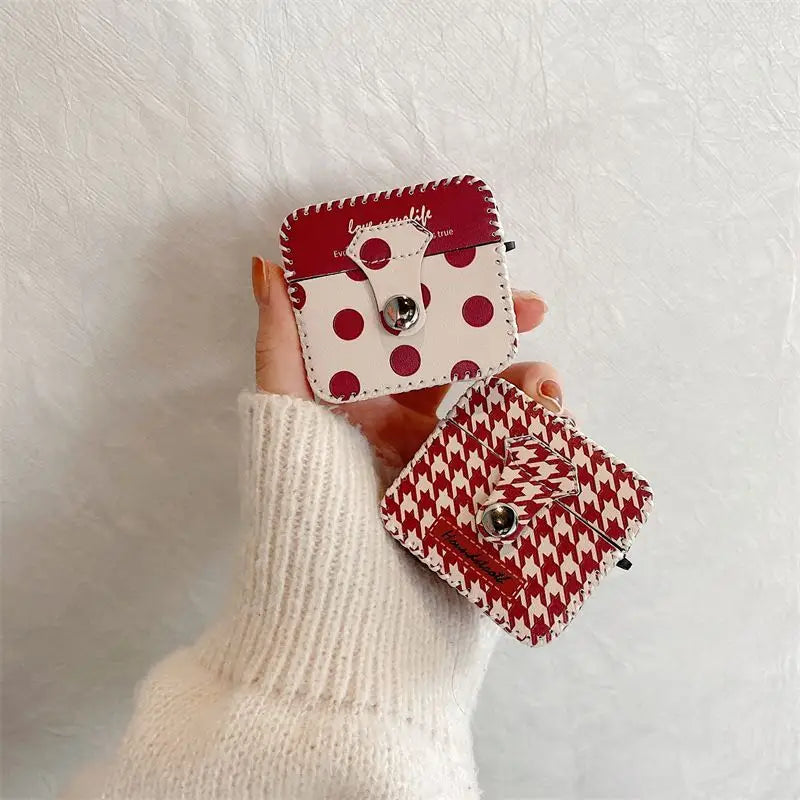 Houndstooth Polka Dot Airpods Earphone Case Cover-6