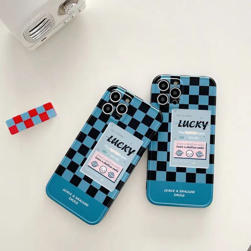 Lettering Checker Phone Case - iPhone 13 Pro Max / 13 Pro / 13 / 13 mini / 12 Pro Max / 12 Pro / 12 / 12 mini / 11 Pro Max / 11 Pro / 11 / SE / XS Max / XS / XR / X / SE 2 / 8 / 8 Plus / 7 / 7 Plus-12