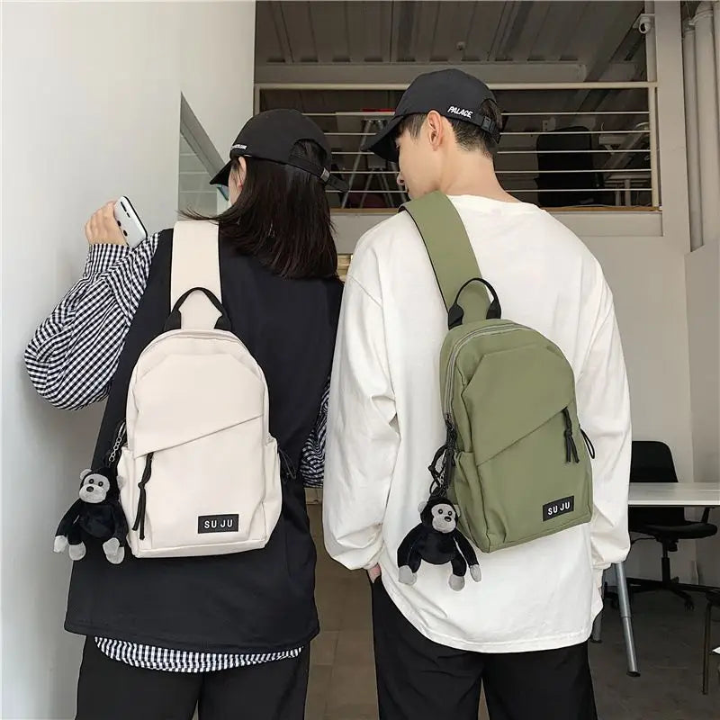 Lettering Zipped Canvas Sling Bag Cg337 - Sling Bags