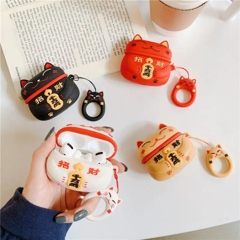 Lucky Cat Print Airpods Earphone Case Skin Fz147 - Mobile