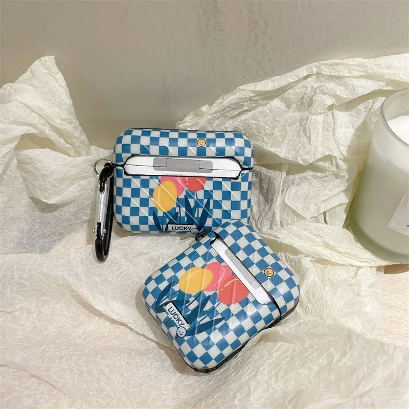 Plaid Flower Airpods Earphone Case Skin-3