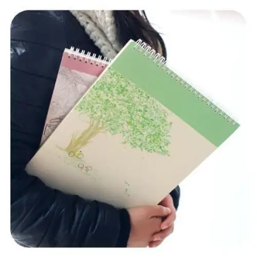 Printed Medium Notebook Cg189 - Olive Green / One Size -