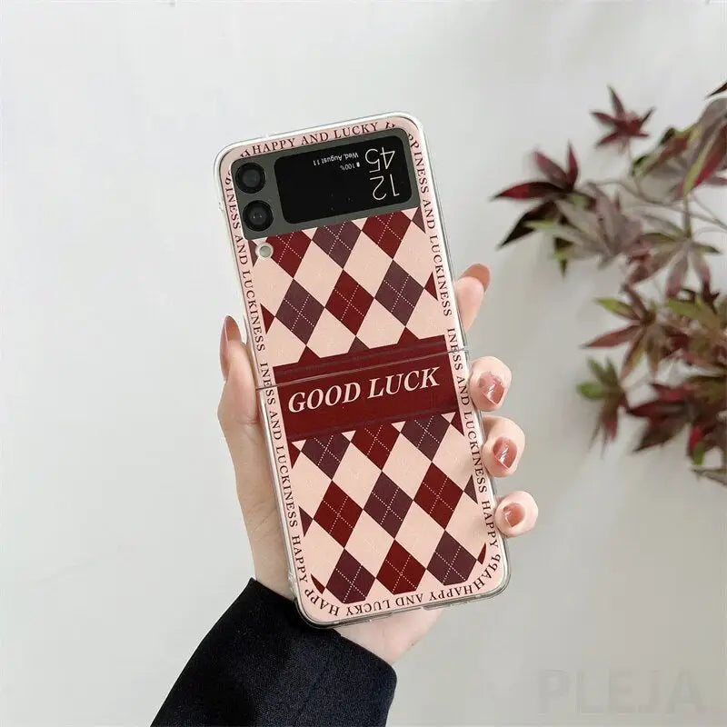 Red Plaid Phone Case For Samsung Z Flip 3 W341 - Samsung