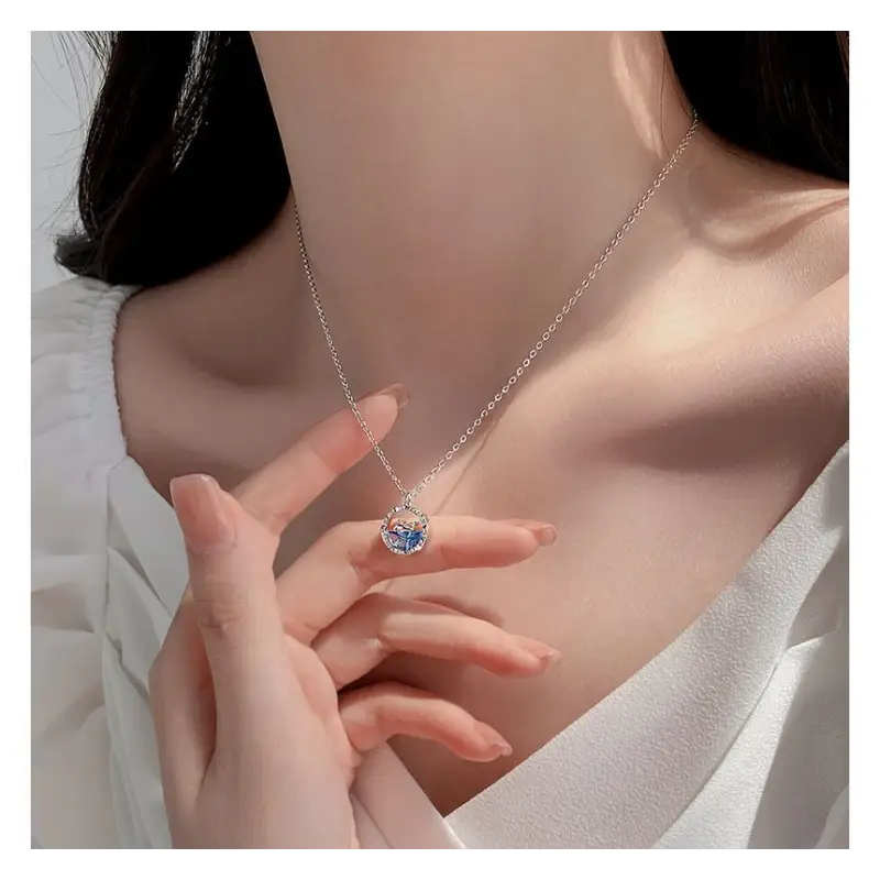 Rhinestone Whale Necklace E872 - Silver / One Size - Neck