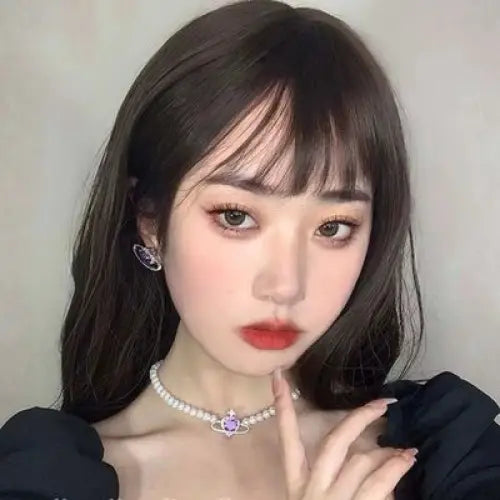 Saturn Heart Necklace LIN49 - Purple