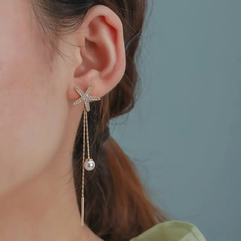 Shell Asymmetrical Alloy Dangle Earring TY81 - Gold / One