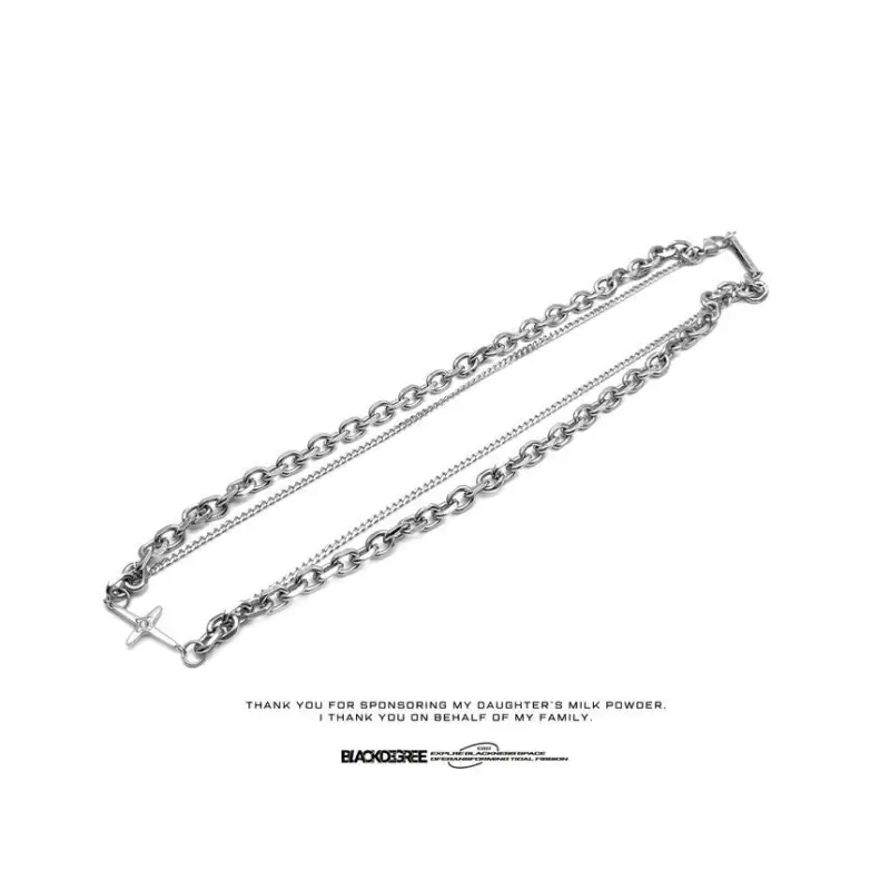 Star Layered Stainless Steel Necklace WD179 - Silver / One