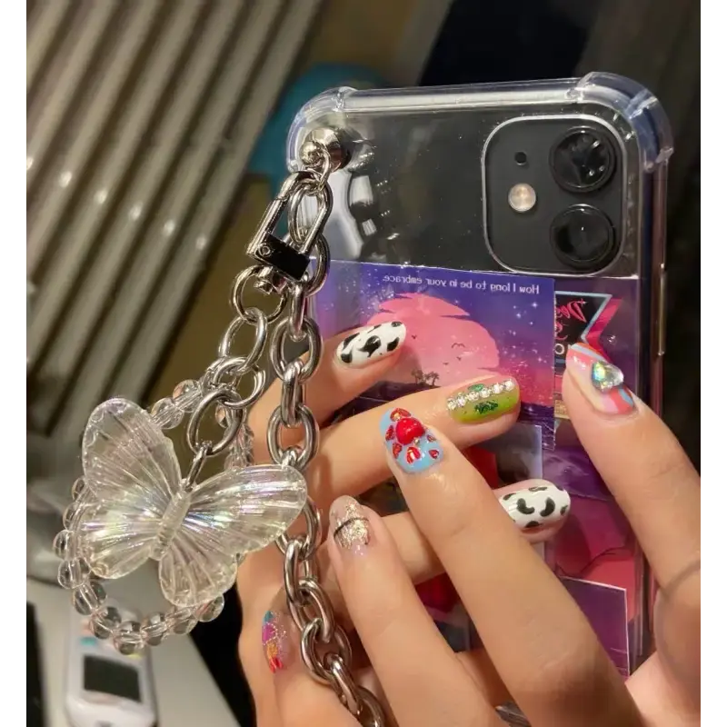 Transparent Butterfly With Silver Chain iPhone Case BP112 -