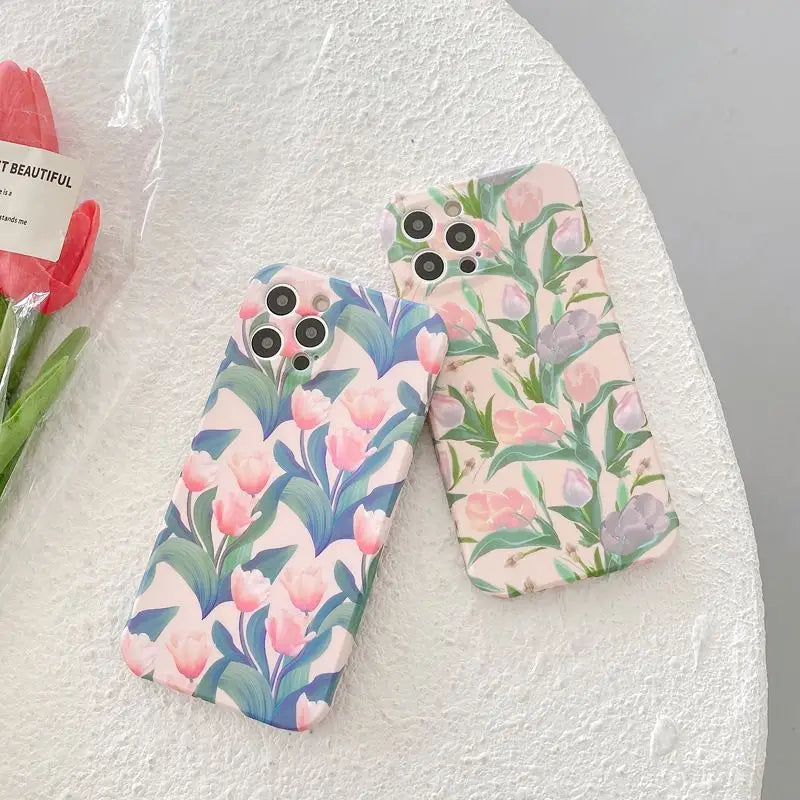 Tulip Phone Case - iPhone 13 Pro Max / 13 Pro / 13 / 13 mini / 12 Pro Max / 12 Pro / 12 / 12 mini / 11 Pro Max / 11 Pro / 11 / SE / XS Max / XS / XR / X / SE 2 / 8 / 8 Plus / 7 / 7 Plus-22
