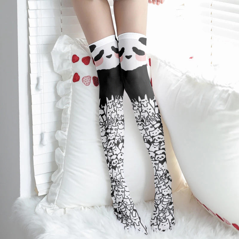 Cute Panda Pattern Print Lolita Stockings