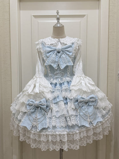 Tiered Lolita Bows Hanayome Blue Skirt Big Dress Decoration
