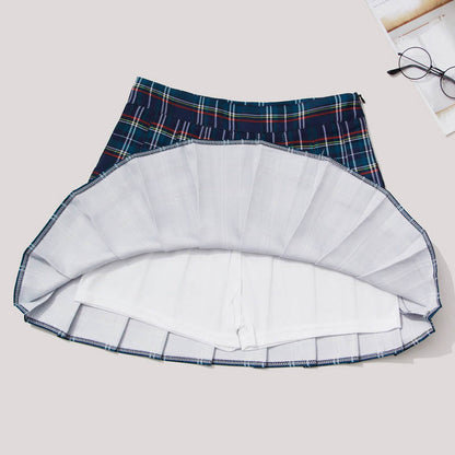 Plaid High Waist Casual Pleated Skirt