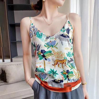 Vintage Animals Floral Satin Cami Top Workwear