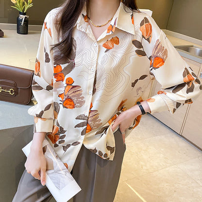 Abstract Ripple Print Chiffon Shirt Workwear