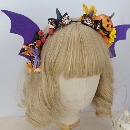 Pumpkin Bat Wings Headband Halloween Hair Accessory