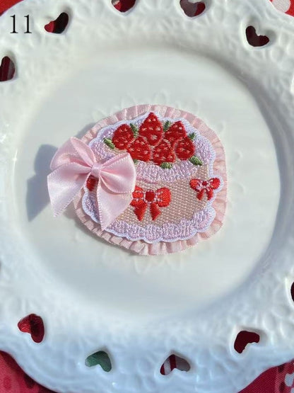 Cherry/Strawberry/Cake Bowknot Brooch/Hairclip Options Decorated 11