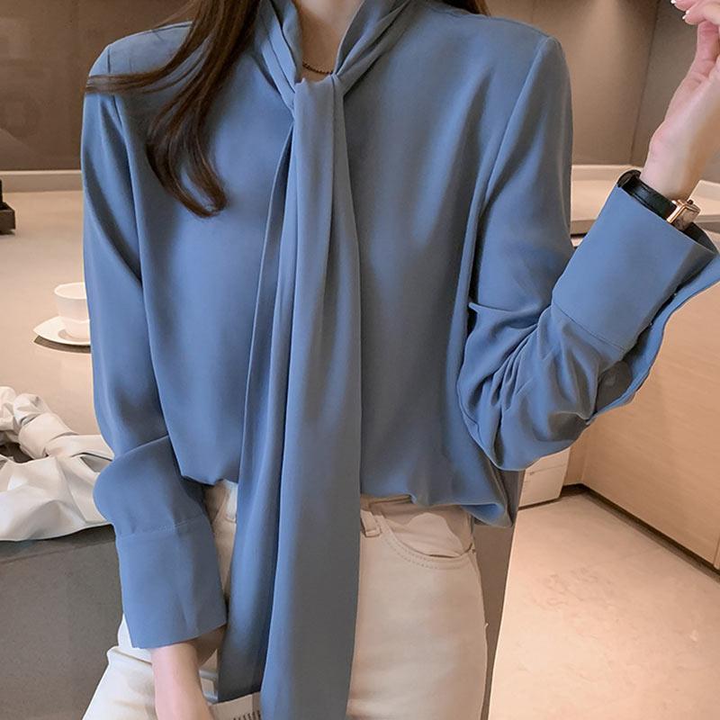 Elegant Stand-Up Collar Bow Loose Shirt