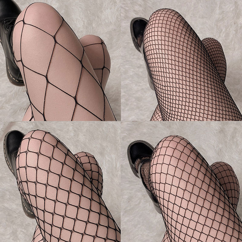 Black Hollow Out Black Fishnet Stockings