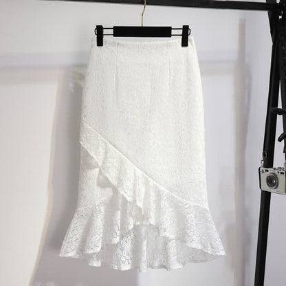 Irregular Lace Stitching Fishtail Skirt