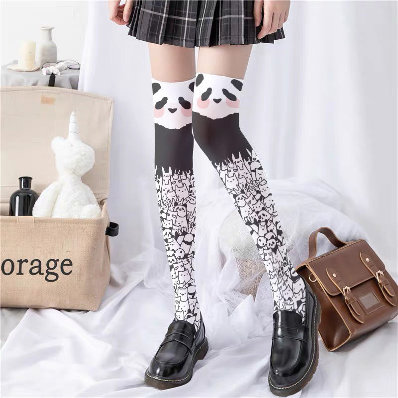 Cute Panda Pattern Print Lolita Stockings