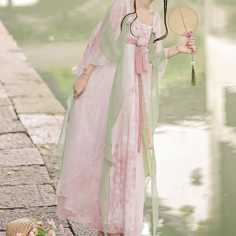 Floral Mesh Dress Hanfu Costume