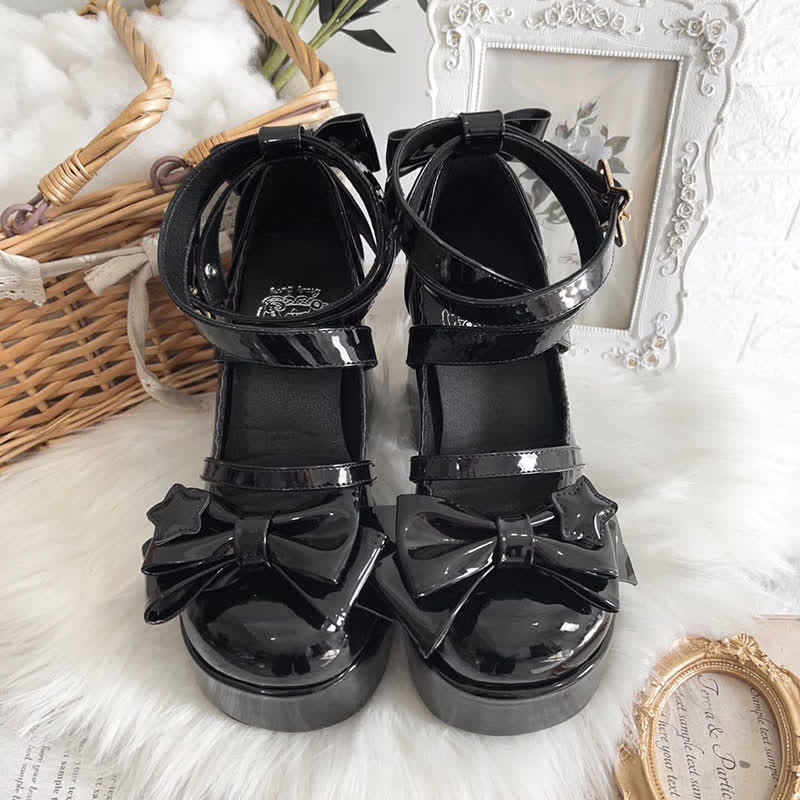 Bow Knot Star Buckle Lolita High-heeled Shoes