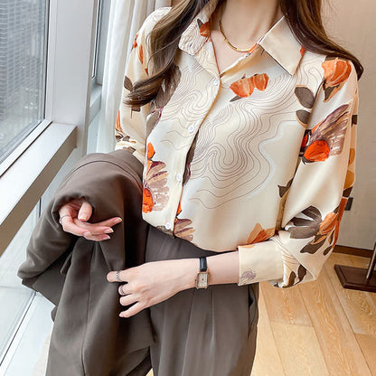 Abstract Ripple Print Chiffon Shirt Workwear