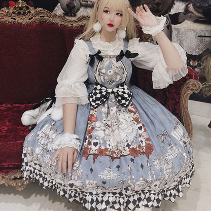 Princess Print Bow Lolita Suspender Dress W727