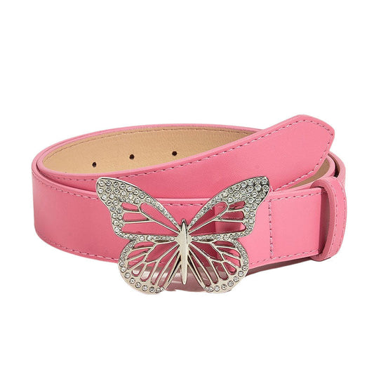 Butterfly Rhinestone Buckle Belt