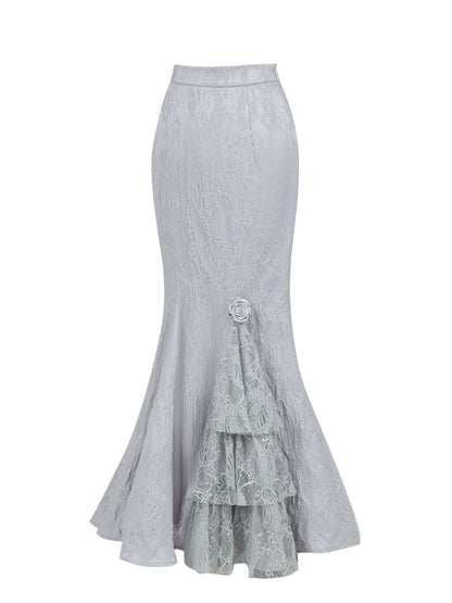 Silver Gray Elegant Lolita Mermaid Skirt