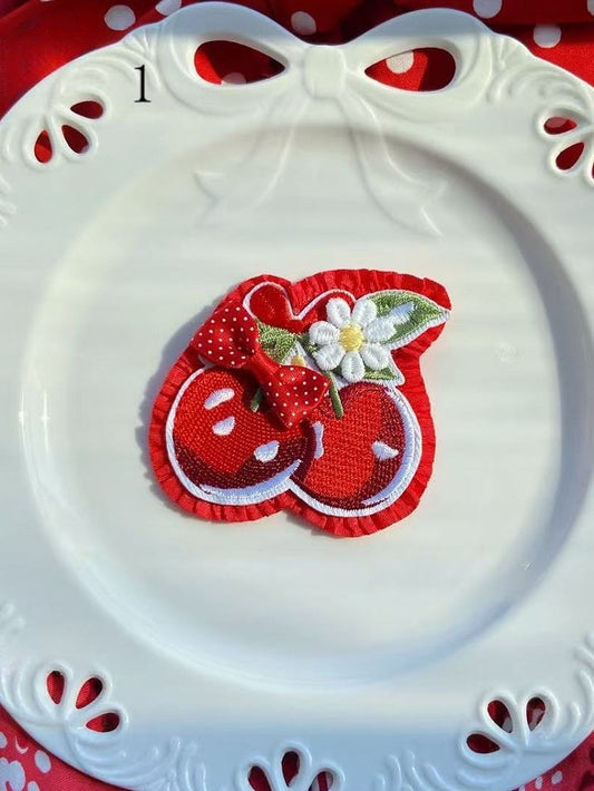 Cherry/Strawberry/Cake Bowknot Brooch/Hairclip Options Decorated 11