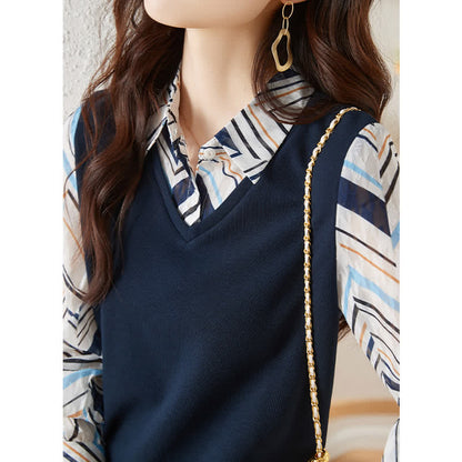 Chic Stripe Print Lapel Shirt