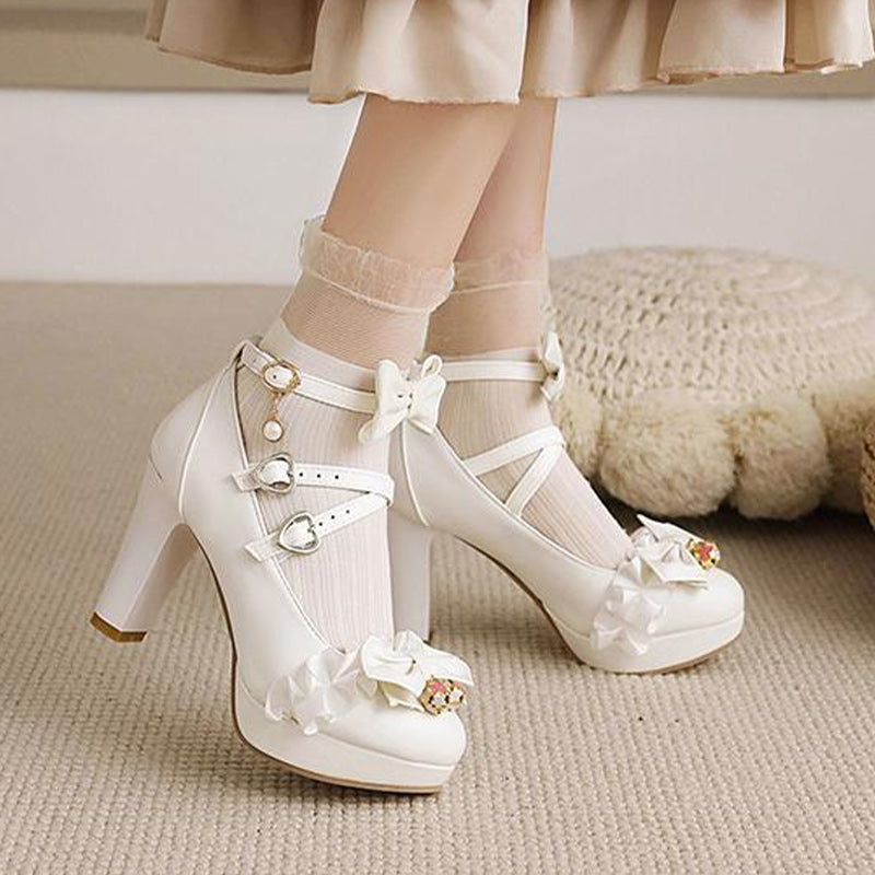 Sweet Lace Bow Lolita Mary Janes Shoes