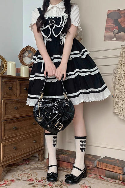 Lolita Heart Shaped Bowknot Buckle Bag