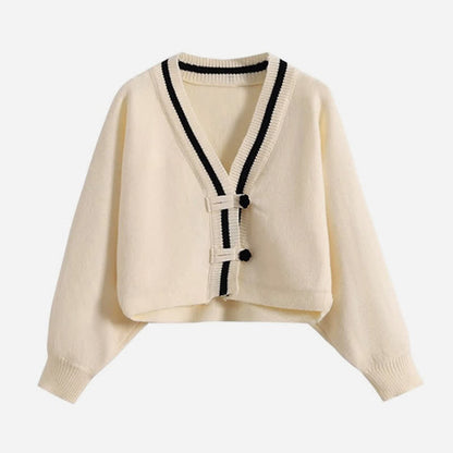 Elegant Vintage Buckle Cardigan Sweater Pleated Skirt