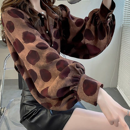 Polka Dots Long Sleeve Fashion Shirt