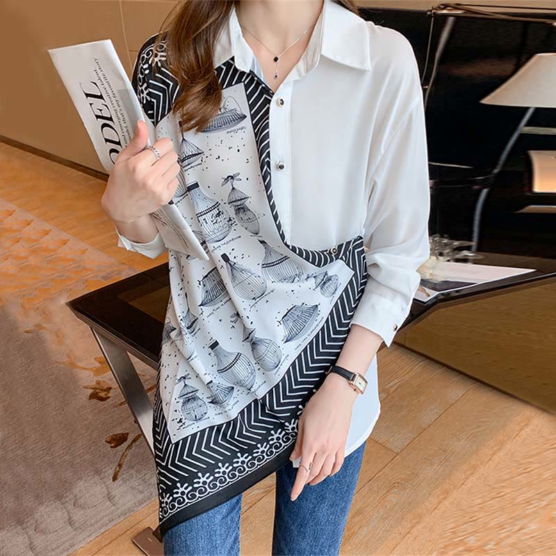 Vintage Contrasting Colors Irregular Shirt