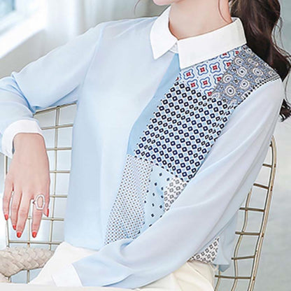 Casual Contrast Color Dots Print Shirt