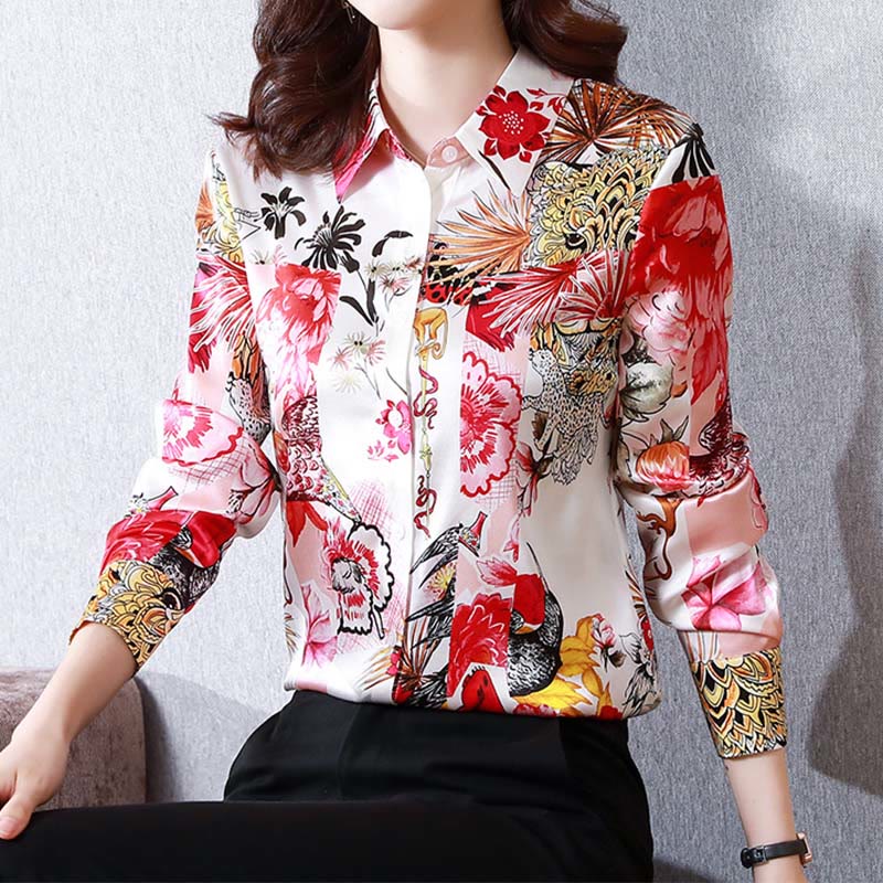 Vintage Flowers Print Long Sleeve Shirt