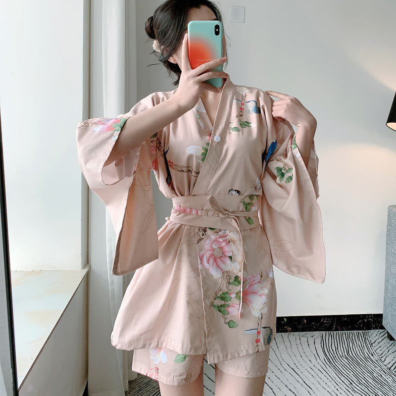 Cotton Pink Flowers Print Pajamas