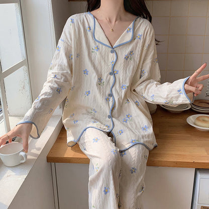 Kawaii Cartoon Long Sleeve Shirt Pants Pajamas Set