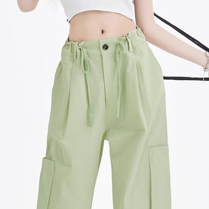 Irregular Letter T-Shirt Pure Color Cargo Pants