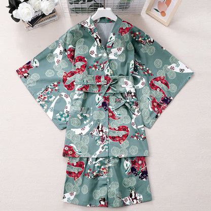 Green Floral Print Couple Outfit Pajamas