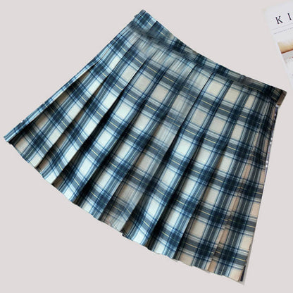 Plaid High Waist Casual Pleated Skirt