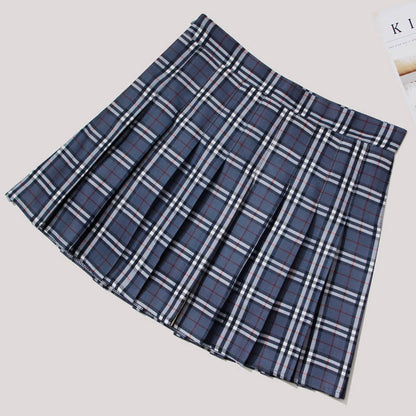 Plaid High Waist Casual Pleated Skirt