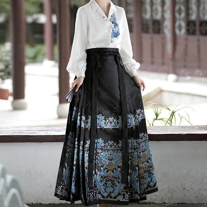 Plumage Embroidery Shirt Flower Tapestry Skirt