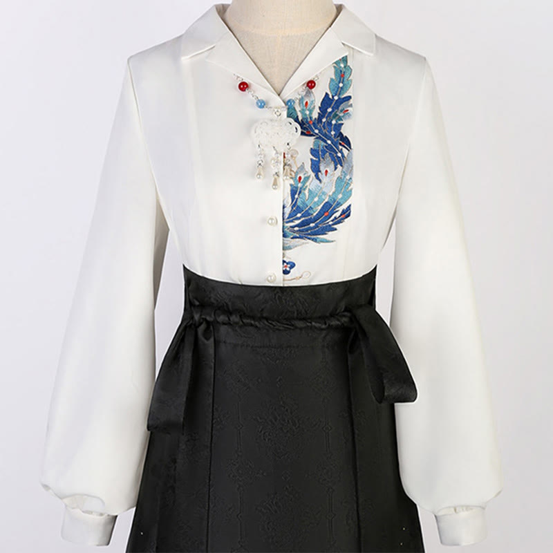 Plumage Embroidery Shirt Flower Tapestry Skirt