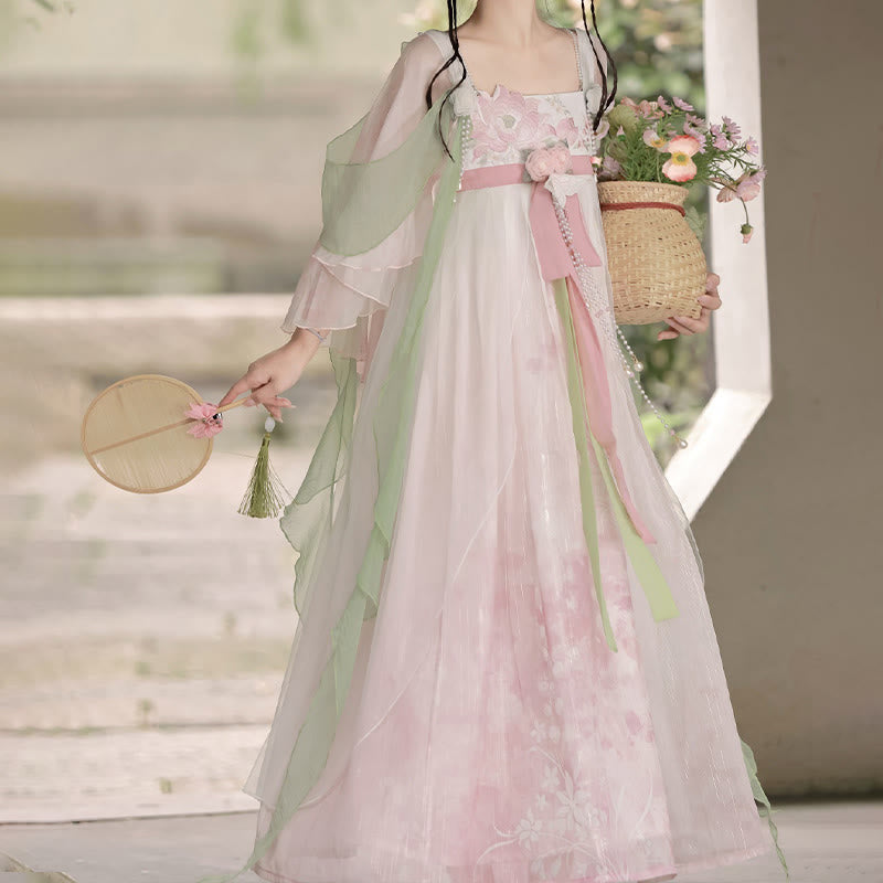 Floral Mesh Dress Hanfu Costume